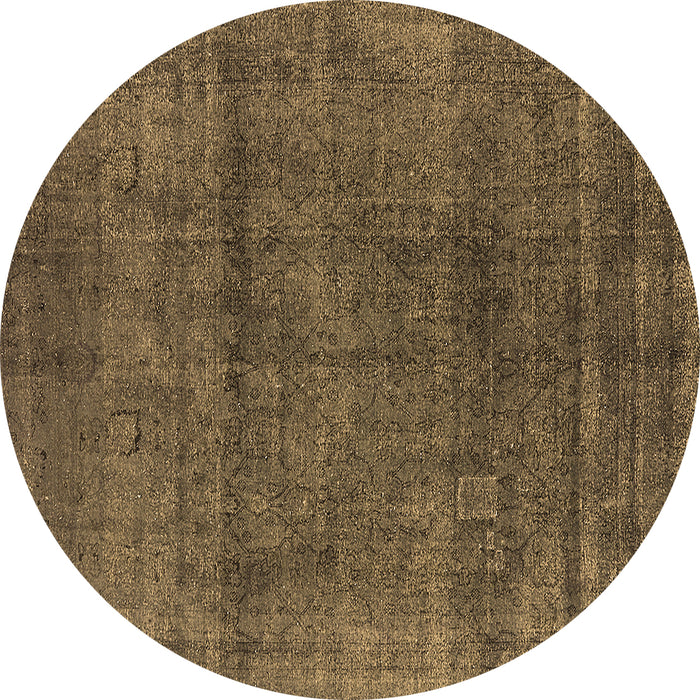 Round Machine Washable Oriental Brown Industrial Rug, wshurb1020brn
