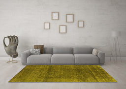 Machine Washable Oriental Yellow Industrial Rug in a Living Room, wshurb1020yw