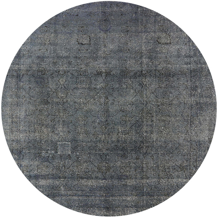 Round Machine Washable Industrial Modern Gray Rug, wshurb1020