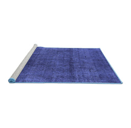 Sideview of Machine Washable Oriental Blue Industrial Rug, wshurb1020blu