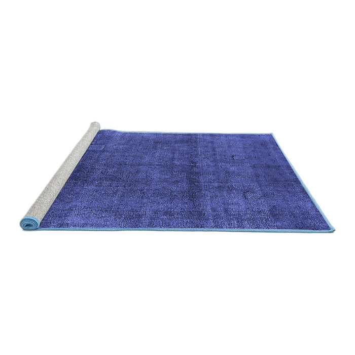 Sideview of Machine Washable Oriental Blue Industrial Rug, wshurb1020blu
