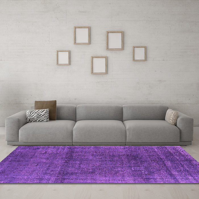 Machine Washable Oriental Purple Industrial Area Rugs in a Living Room, wshurb1020pur