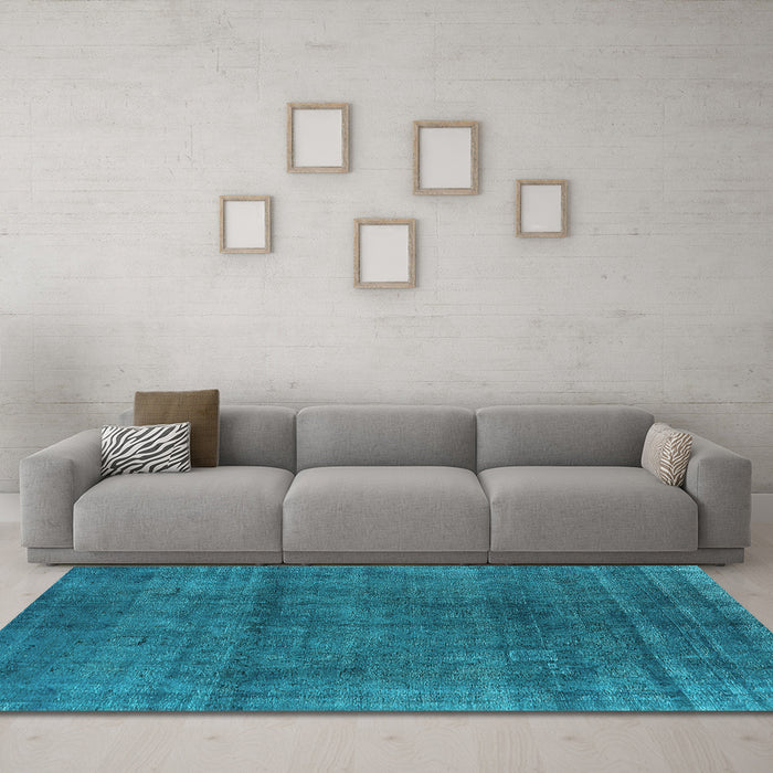 Machine Washable Oriental Light Blue Industrial Rug in a Living Room, wshurb1020lblu