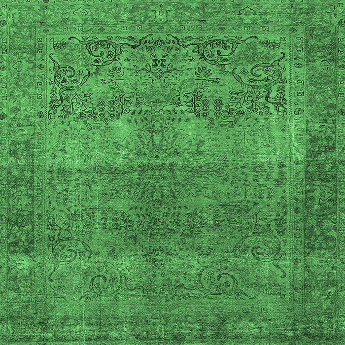 Square Machine Washable Oriental Emerald Green Traditional Area Rugs, wshurb1021emgrn