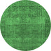 Round Oriental Emerald Green Traditional Rug, urb1021emgrn