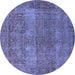 Round Oriental Blue Traditional Rug, urb1021blu