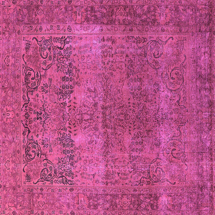 Square Machine Washable Oriental Pink Traditional Rug, wshurb1021pnk