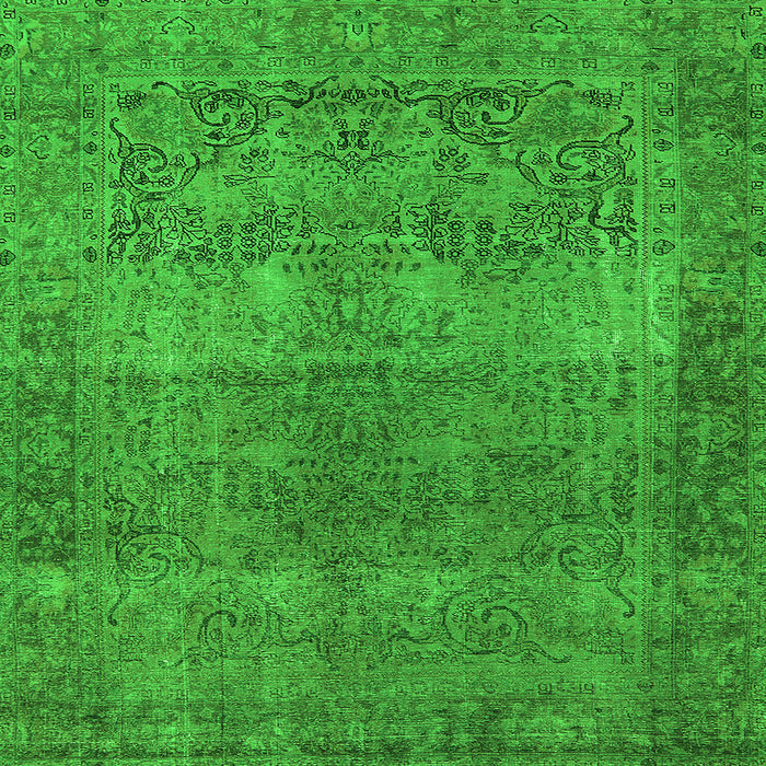 Square Oriental Green Traditional Rug, urb1021grn