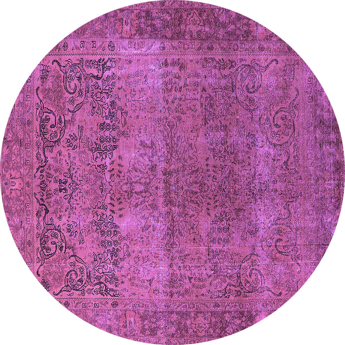 Round Oriental Purple Traditional Rug, urb1021pur