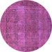 Round Oriental Purple Traditional Rug, urb1021pur