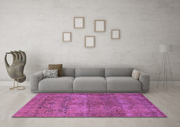 Machine Washable Oriental Purple Traditional Area Rugs in a Living Room, wshurb1021pur