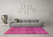 Machine Washable Oriental Pink Traditional Rug in a Living Room, wshurb1021pnk
