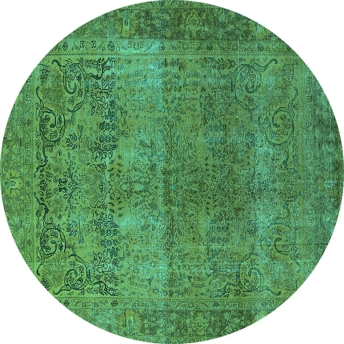 Round Machine Washable Oriental Turquoise Traditional Area Rugs, wshurb1021turq