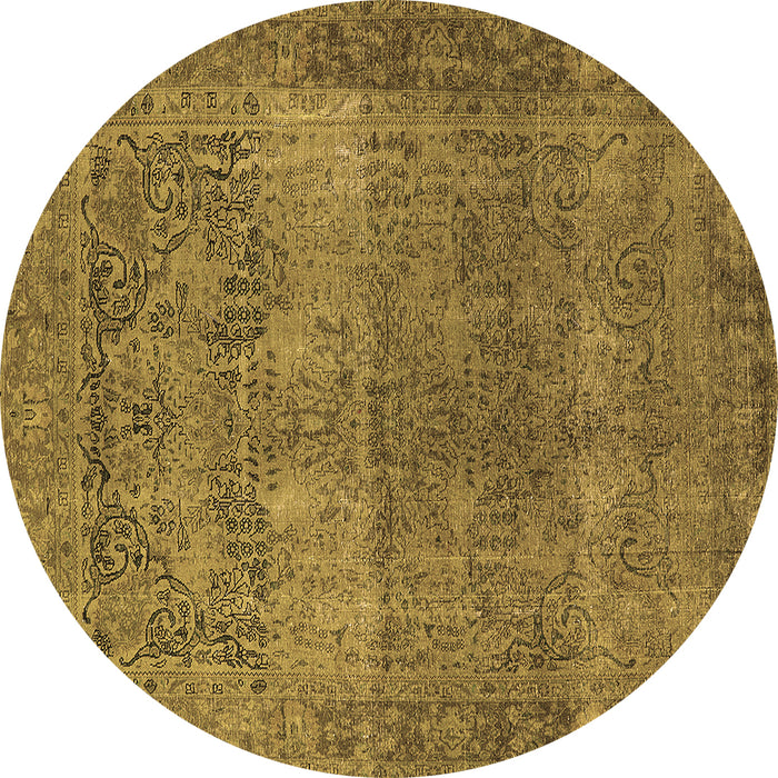 Round Oriental Brown Traditional Rug, urb1021brn