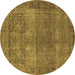 Round Oriental Brown Traditional Rug, urb1021brn