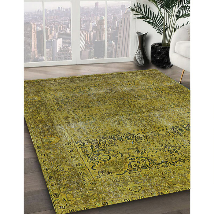 Mid-Century Modern Brown Oriental Rug in Family Room, urb1021