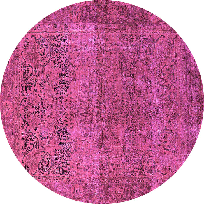 Round Machine Washable Oriental Pink Traditional Rug, wshurb1021pnk