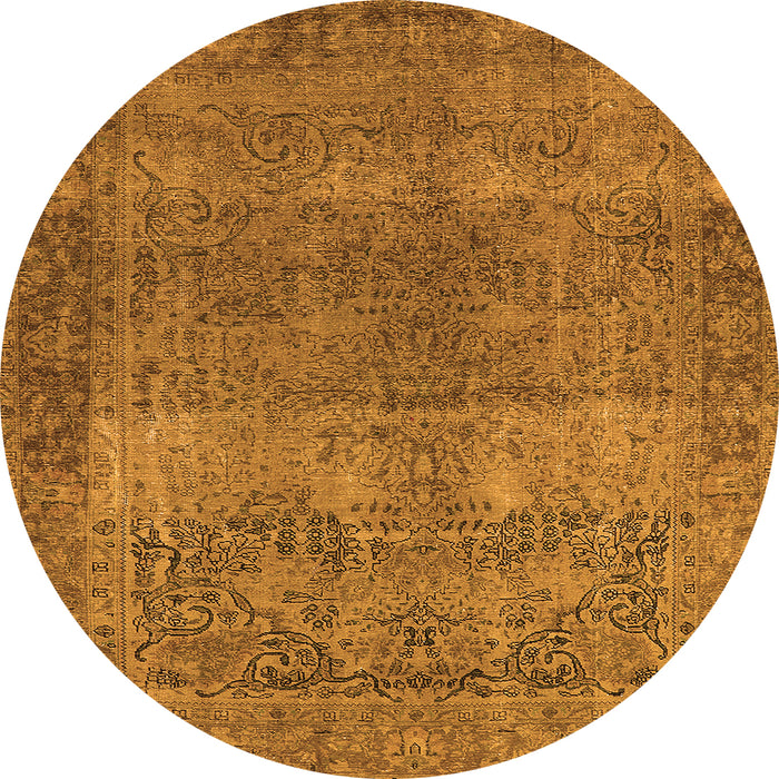 Round Machine Washable Oriental Orange Traditional Area Rugs, wshurb1021org