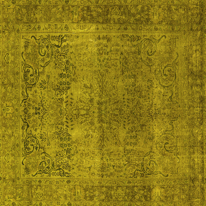 Square Machine Washable Oriental Yellow Traditional Rug, wshurb1021yw