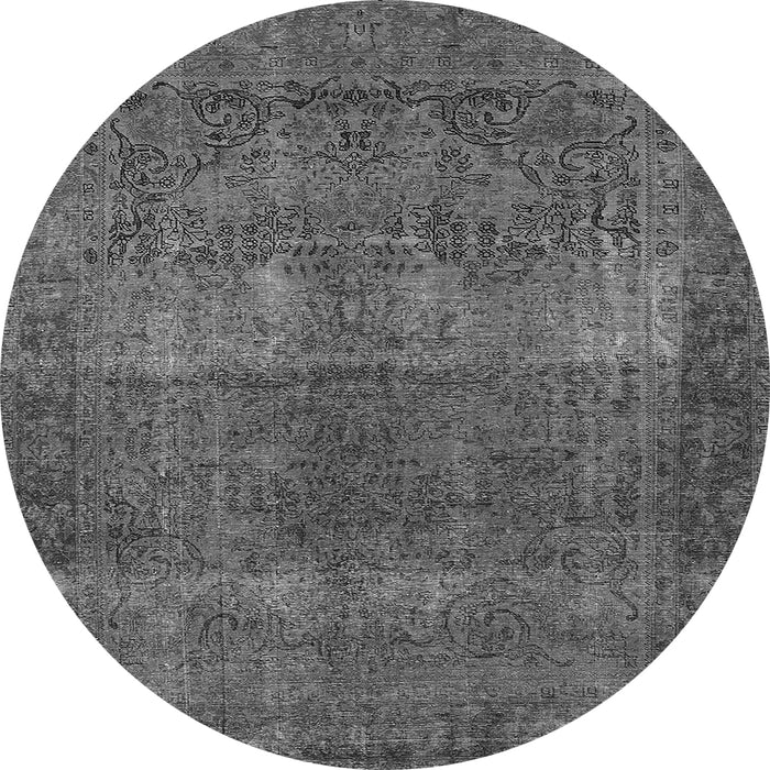 Round Machine Washable Oriental Gray Traditional Rug, wshurb1021gry