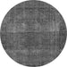 Round Machine Washable Oriental Gray Traditional Rug, wshurb1021gry
