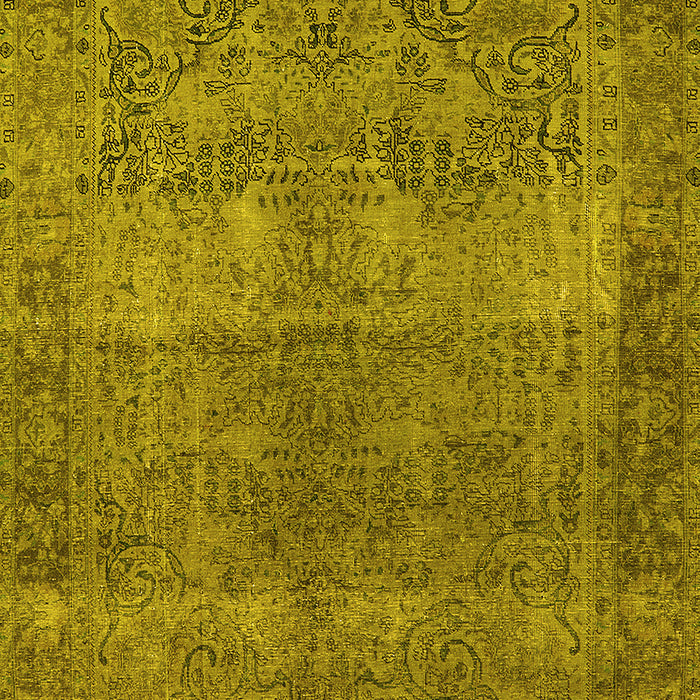 Machine Washable Oriental Yellow Traditional Rug, wshurb1021yw
