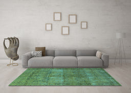 Machine Washable Oriental Light Blue Traditional Rug in a Living Room, wshurb1021lblu