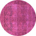 Round Oriental Pink Traditional Rug, urb1021pnk