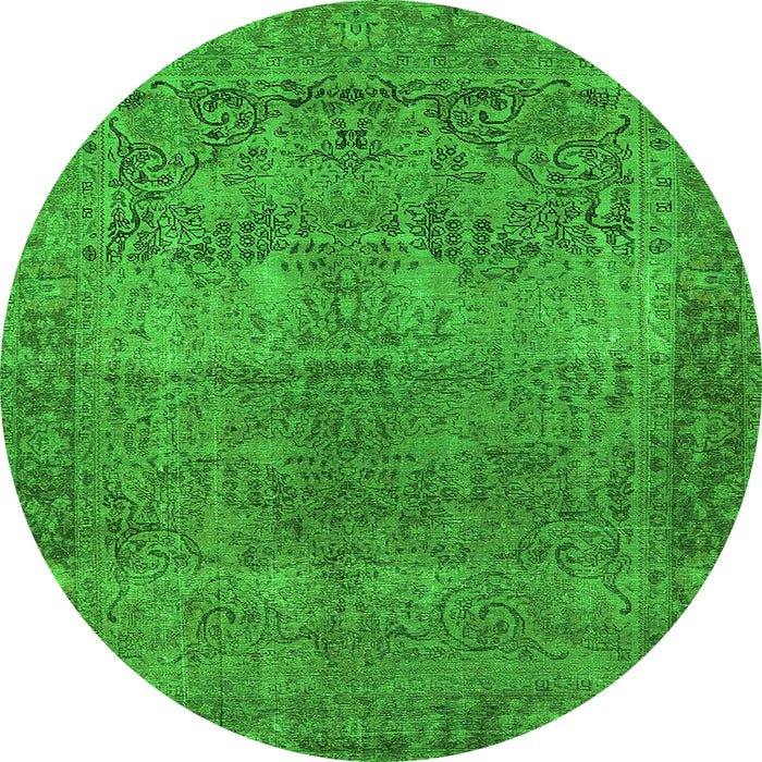 Round Oriental Green Traditional Rug, urb1021grn
