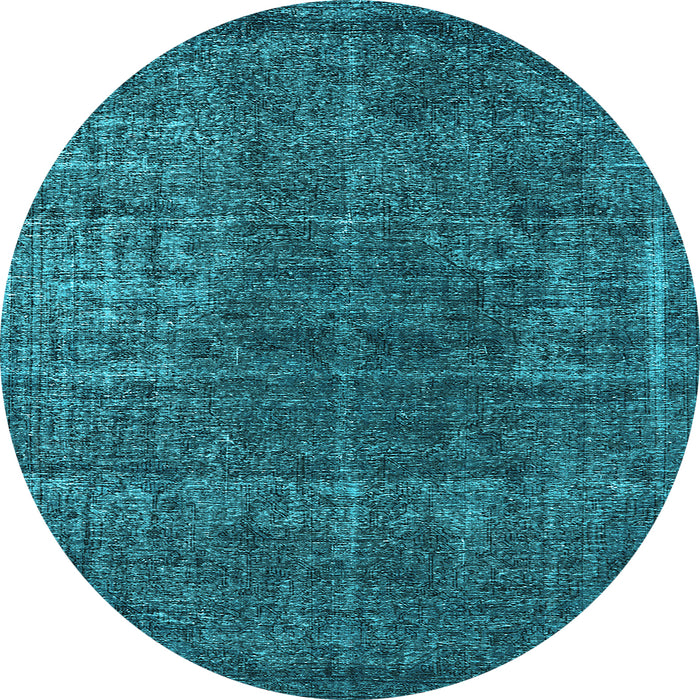 Round Machine Washable Oriental Light Blue Industrial Rug, wshurb1022lblu