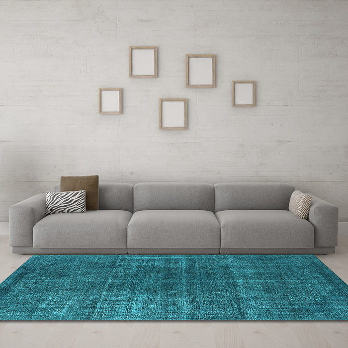 Machine Washable Oriental Light Blue Industrial Rug in a Living Room, wshurb1022lblu