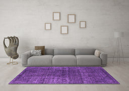 Machine Washable Oriental Purple Industrial Area Rugs in a Living Room, wshurb1022pur