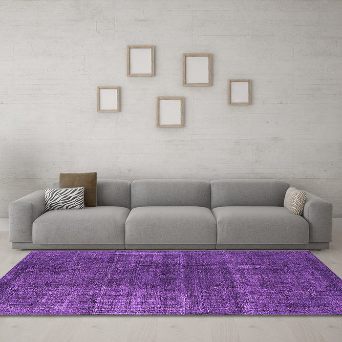 Machine Washable Oriental Purple Industrial Area Rugs in a Living Room, wshurb1022pur