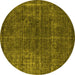 Round Machine Washable Oriental Yellow Industrial Rug, wshurb1022yw