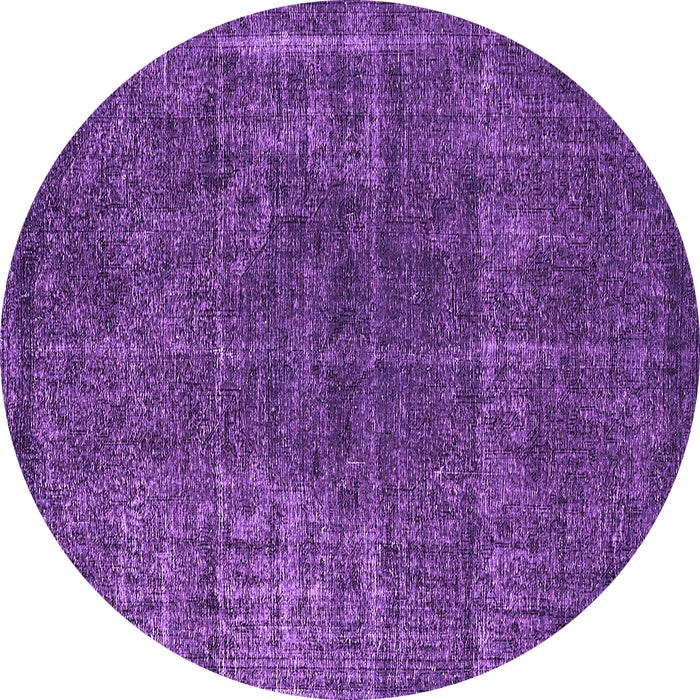 Round Machine Washable Oriental Purple Industrial Area Rugs, wshurb1022pur