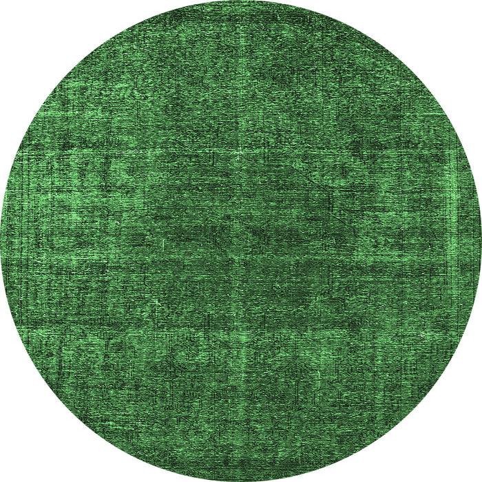 Round Machine Washable Oriental Emerald Green Industrial Area Rugs, wshurb1022emgrn
