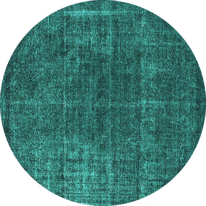 Round Machine Washable Oriental Turquoise Industrial Area Rugs, wshurb1022turq