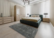 Mid-Century Modern Granite Gray Oriental Rug in a Bedroom, urb1022