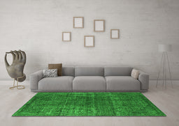 Machine Washable Oriental Green Industrial Area Rugs in a Living Room,, wshurb1022grn