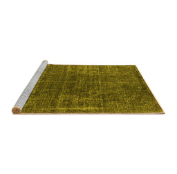 Sideview of Machine Washable Oriental Yellow Industrial Rug, wshurb1022yw