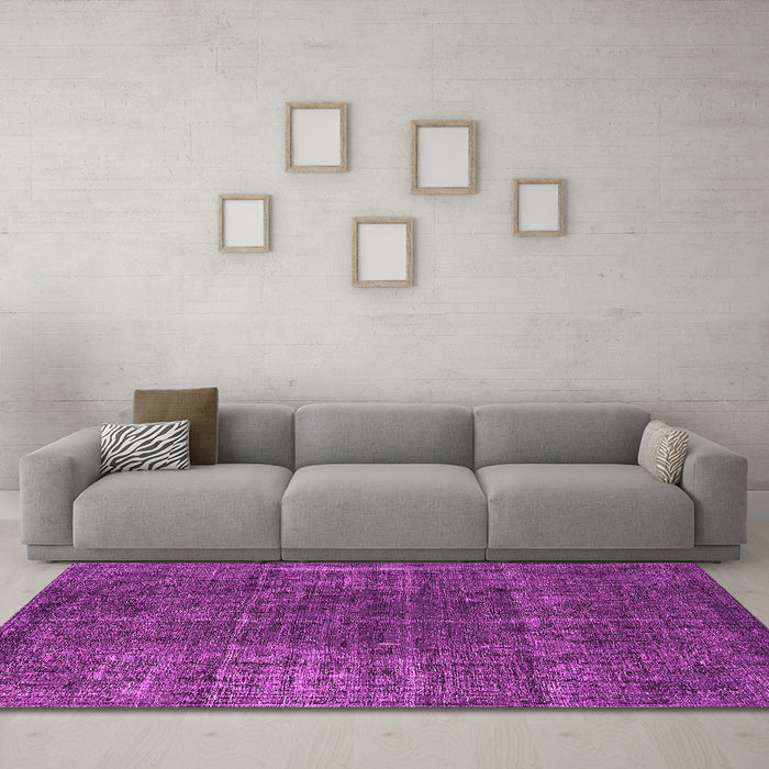 Machine Washable Oriental Pink Industrial Rug in a Living Room, wshurb1022pnk