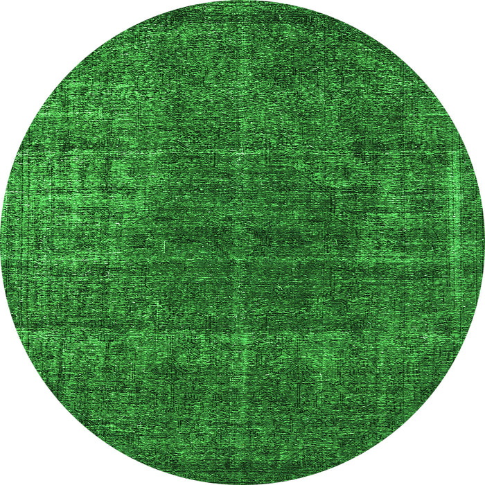 Round Oriental Green Industrial Rug, urb1022grn