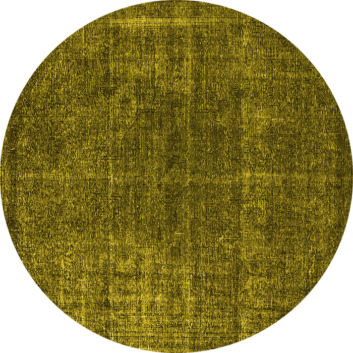 Round Oriental Yellow Industrial Rug, urb1022yw