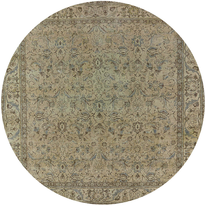 Round Mid-Century Modern Brown Oriental Rug, urb1023