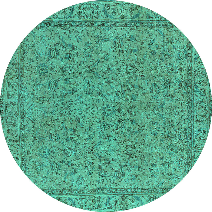 Round Oriental Turquoise Industrial Rug, urb1023turq