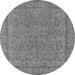 Round Machine Washable Oriental Gray Industrial Rug, wshurb1023gry