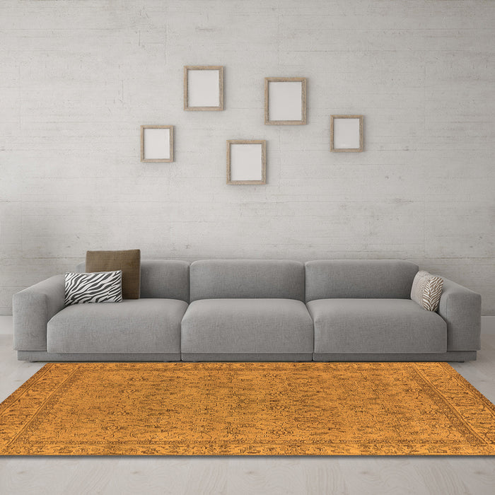 Machine Washable Oriental Orange Industrial Area Rugs in a Living Room, wshurb1023org