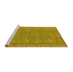 Sideview of Machine Washable Oriental Yellow Industrial Rug, wshurb1023yw