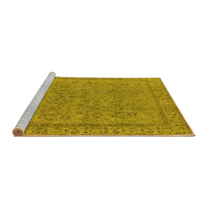Sideview of Machine Washable Oriental Yellow Industrial Rug, wshurb1023yw