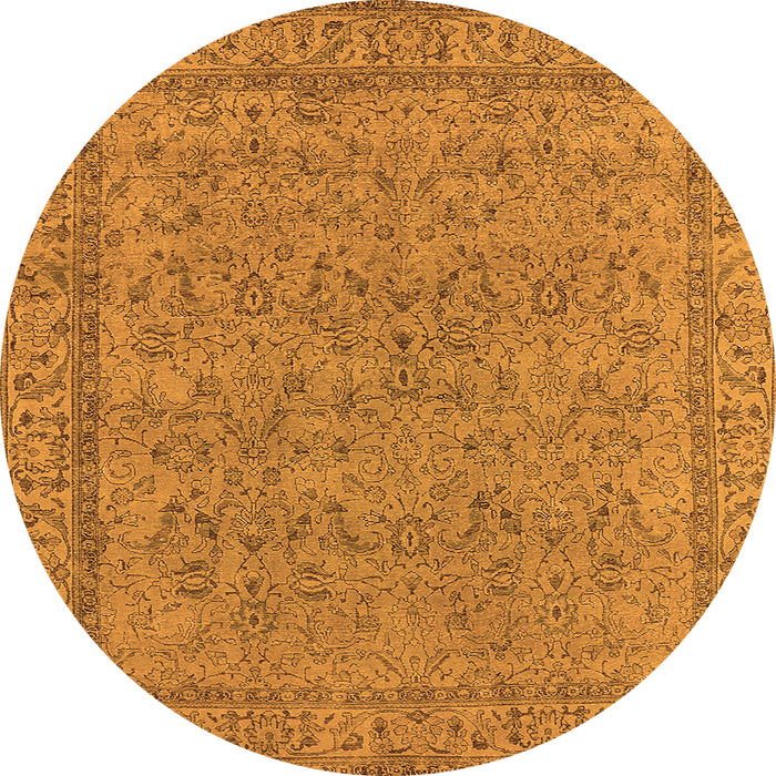 Round Machine Washable Oriental Orange Industrial Area Rugs, wshurb1023org